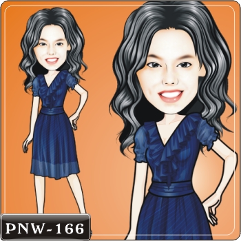 人像漫畫 藍色洋裝Q版漫畫 PNW-166